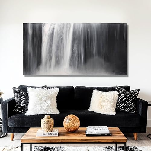 Miniatura 7 de Arte de pared negro, decoración blanca para pared, imágenes de cascada, arte abstracto para pared, decoración de habitación, póster en lienzo, fotos