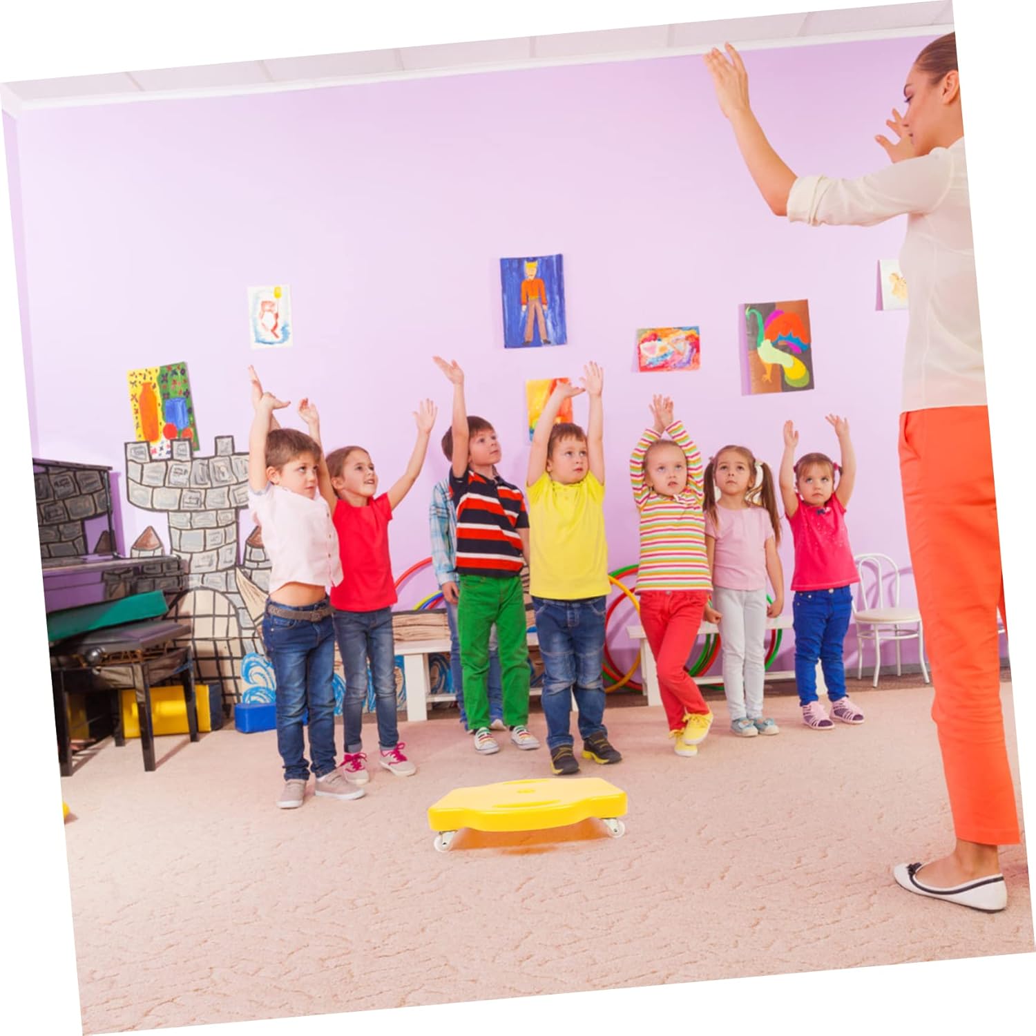 Toyvian Outdoor Four-wheel Sliding Balance Board for Boys and Girls Early Education Plaything for Mobility and Coordination and Sturdy for Therapy and Training Activities