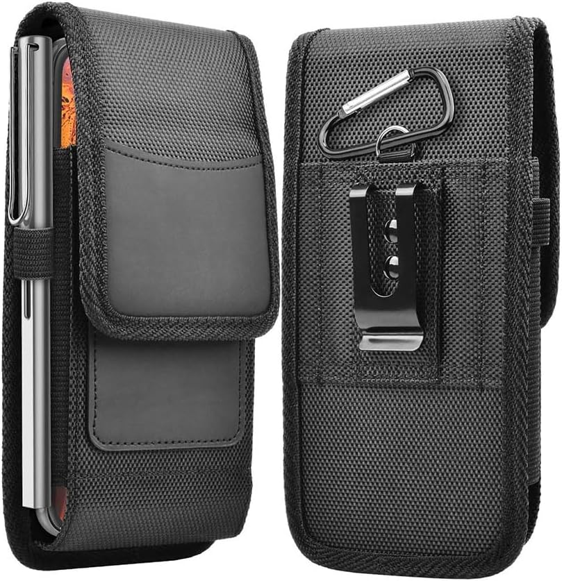 JZS Cell Phone Holster, Cell Phone Pouch Nylon Belt Holster Case Canvas Construction Phone Holsters Fits Samsung Galaxy S22 Ultra / S23 Plus/iPhone(Vertical)