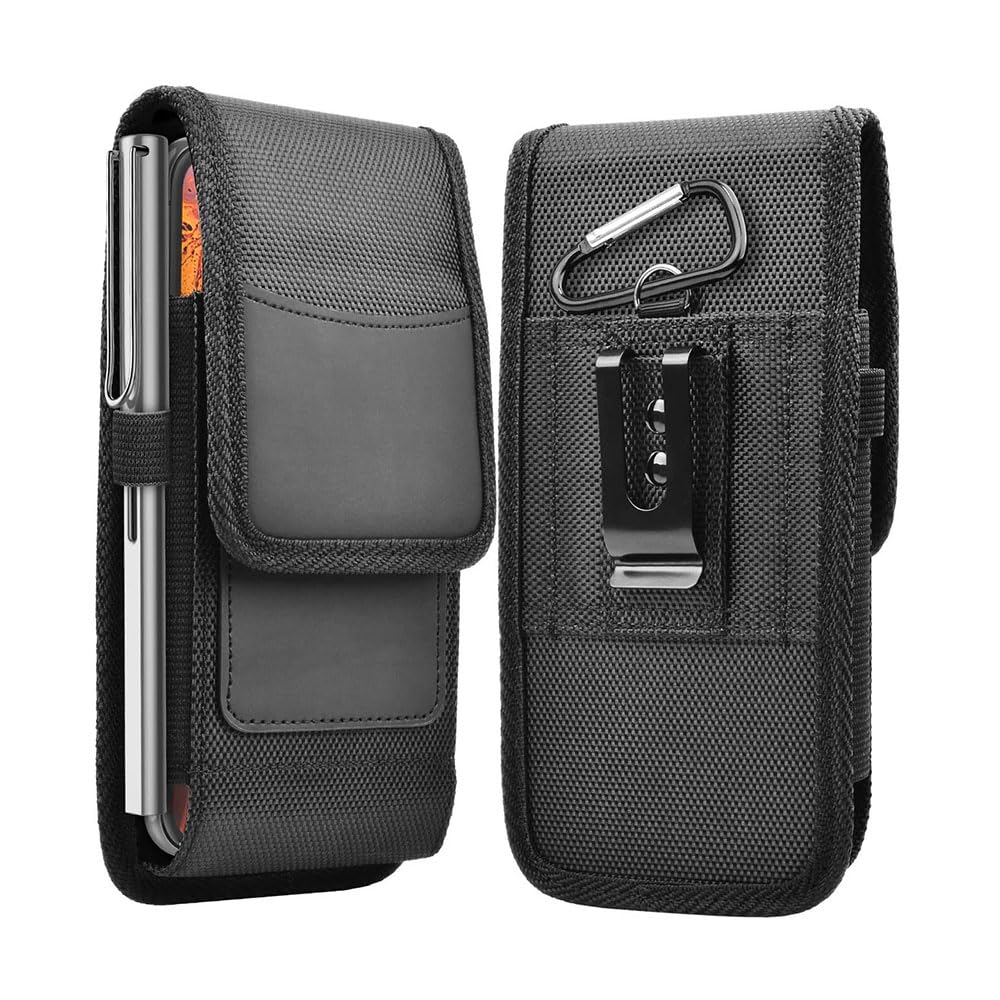 JZS Cell Phone Holster, Cell Phone Pouch Nylon Belt Holster Case Canvas Construction Phone Holsters Fits Samsung Galaxy S22 Ultra / S23 Plus/iPhone(Vertical)