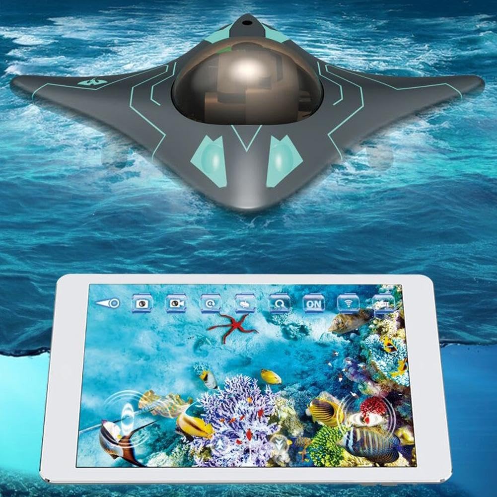 Dron submarino 2026, diseño biónico RC barco con cámara, barco a control remoto impermeable en forma de manta, control de aplicación inteligente, transmisión de imagen en tiempo real, para exploración