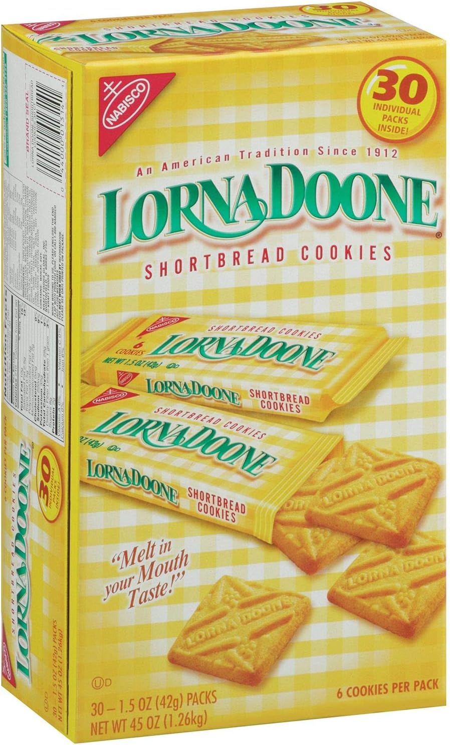 Nabisco Lorna Doone Shortbread Cookies 1.5 oz., 30 ct. A1
