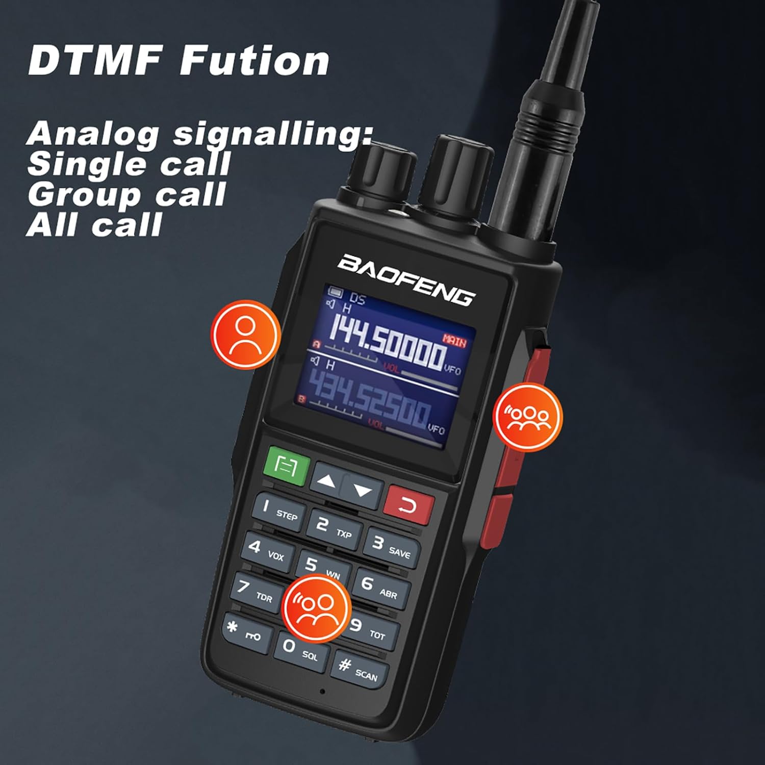 BAOFENG UV-22R with DTMF function highlighted