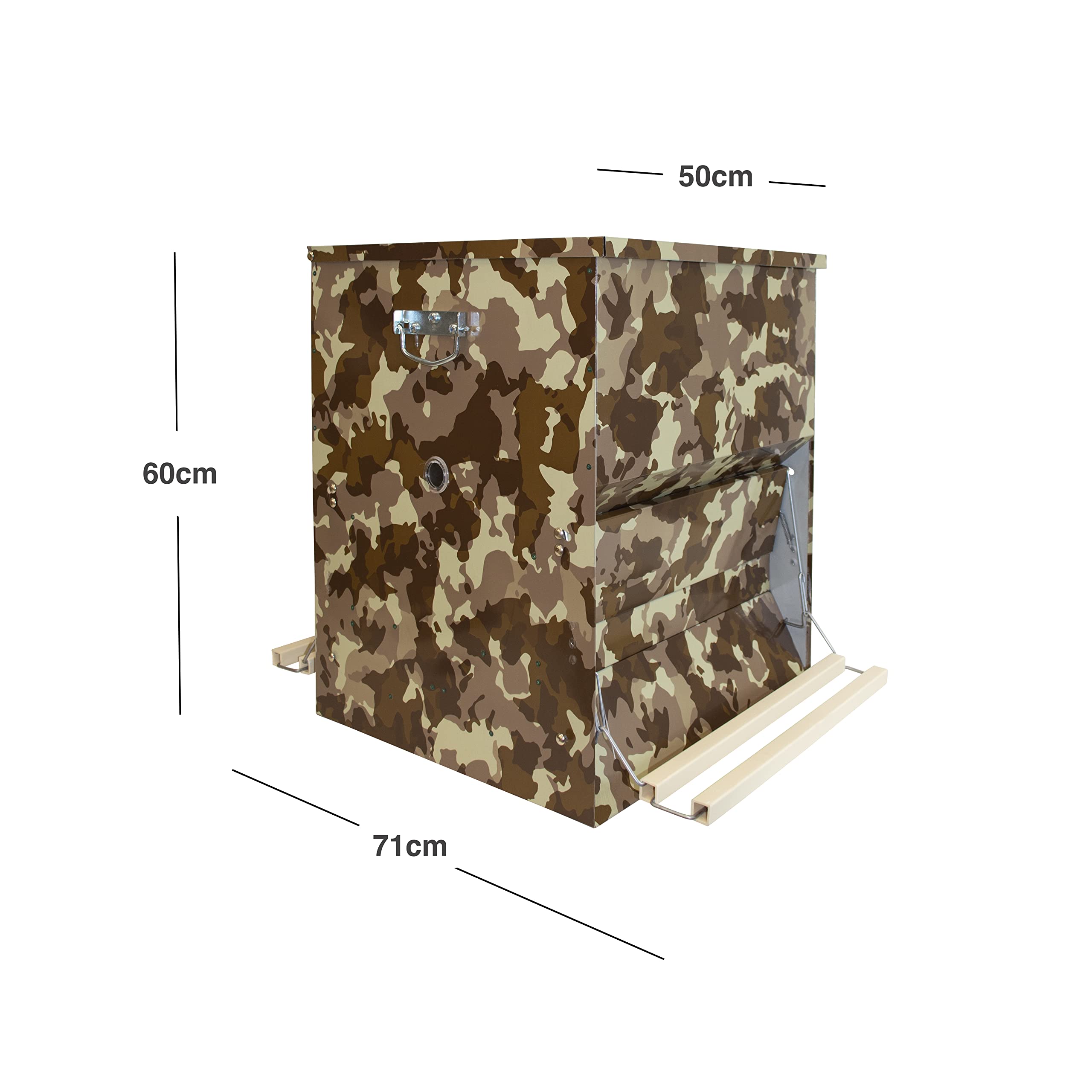 Tolva Autoservicio para Gallinas - Comedero AntiRatones y Antipájaros - Gran Capacidad (50 kg) - Pedal a Dos Caras - Diseño Camuflaje