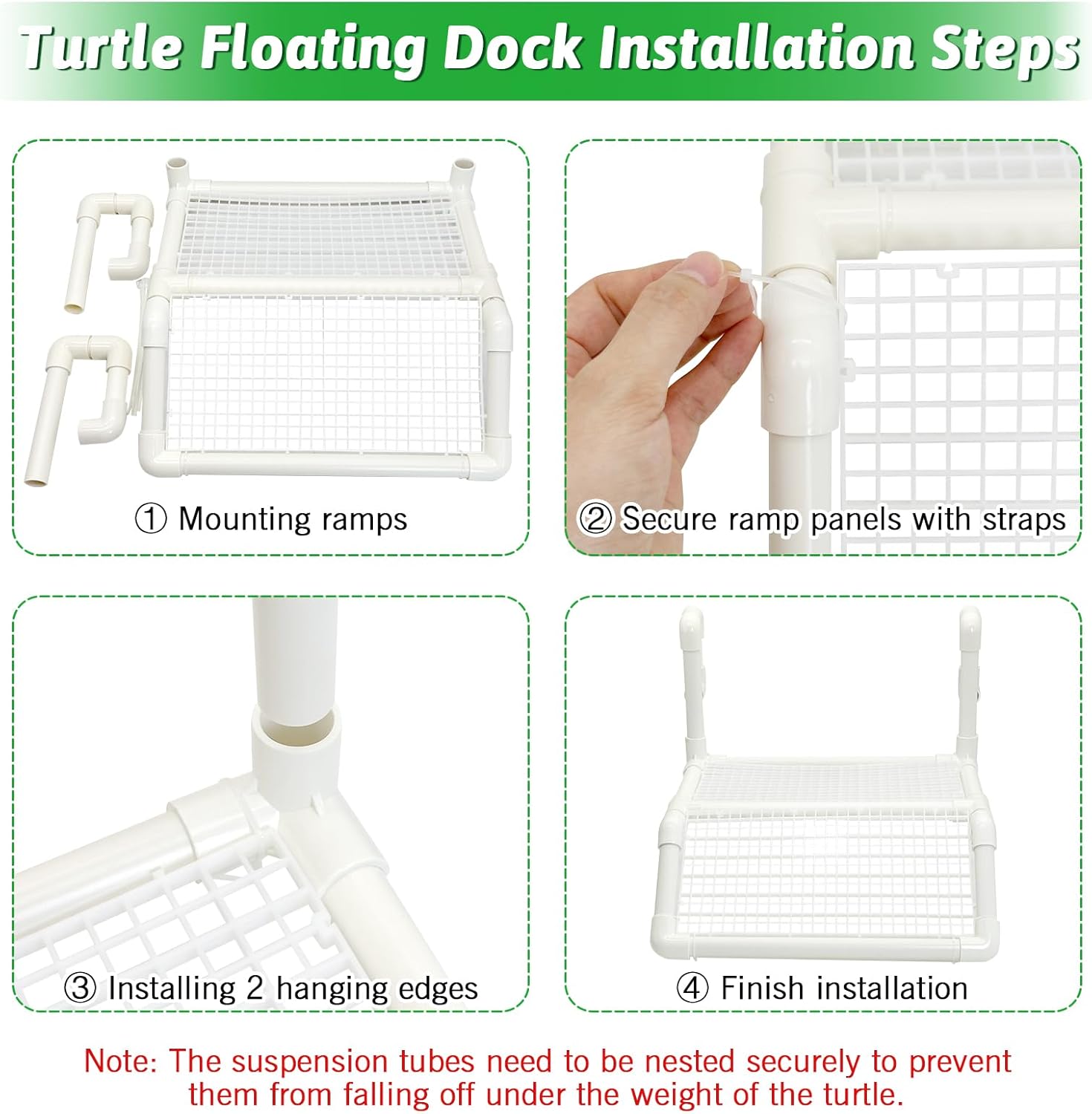 Fhiny Hanging Turtle Basking Platform, Plastic Turtle Floating Dock Basking Area Reptile Climbing Ramp for Aquatic Turtles Tortoise Tank Accessories Decor for Lizard Gecko Hermit Crab