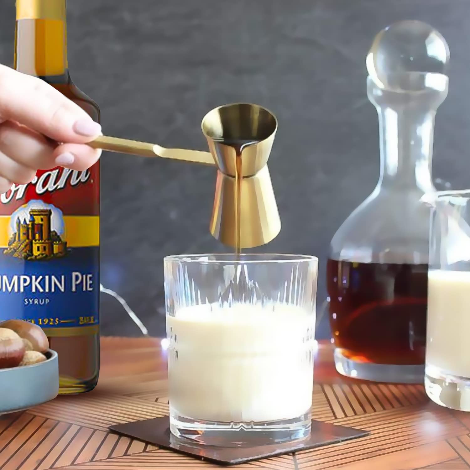 Premium French Vanilla Syrup and Classic Caramel 750 ml Coffee Syrup Flavoring With Alpha Pantry Gold Pump Coffee Syrup Dispenser