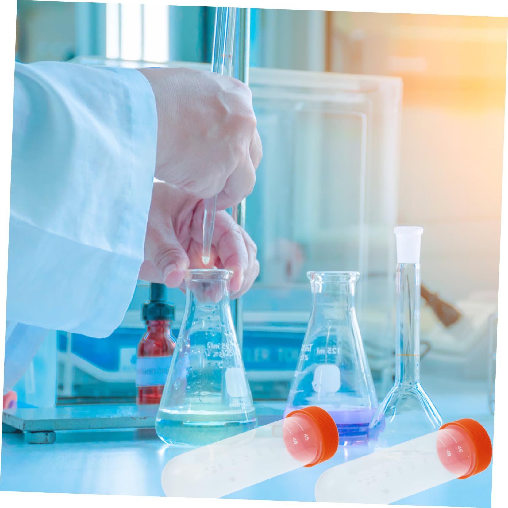 Mobestech 100 Sztuk Śrubowych Probówek Odśrodkowych Do Eksperymentów Z Wagą Probówka Plastikowa 50 Ml Test