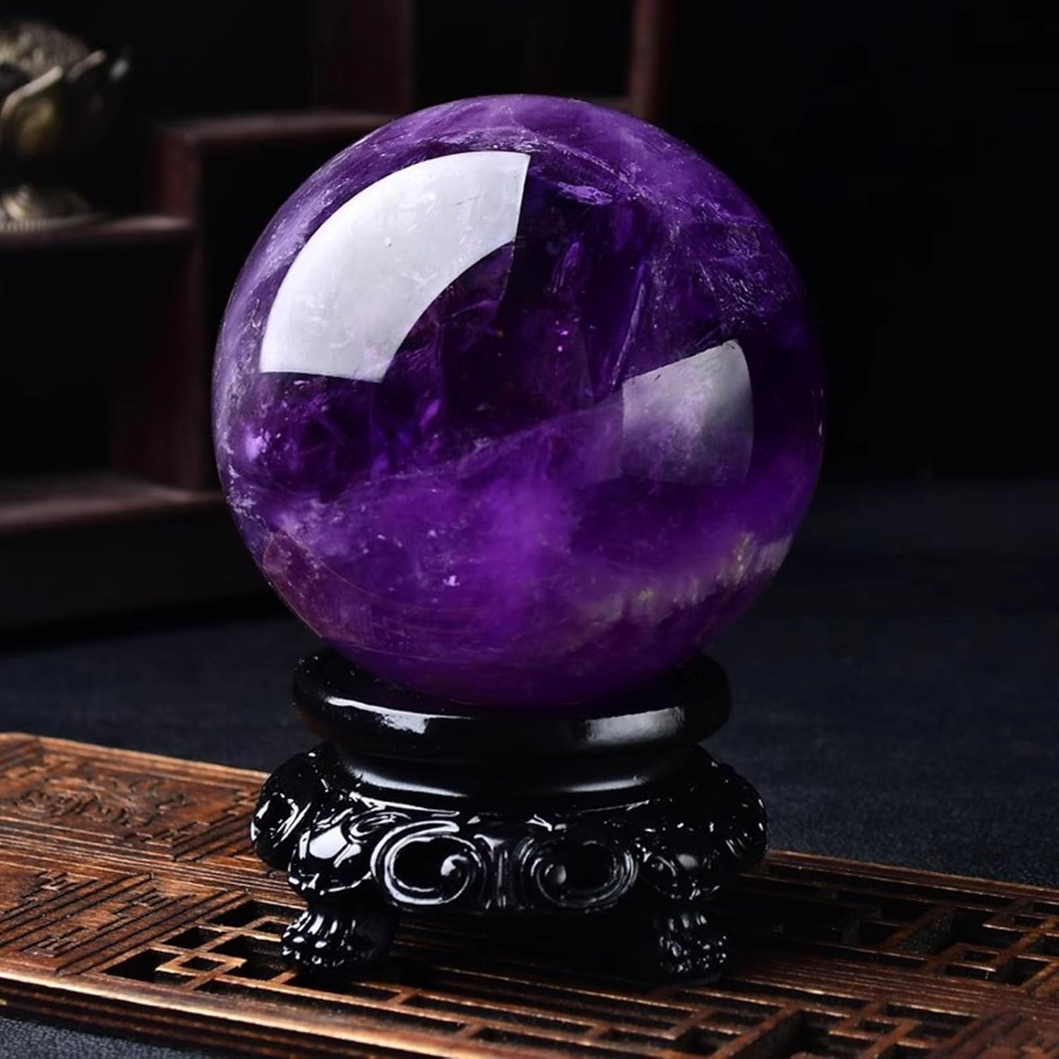 Crystals Ball Decorative Amethyst Quartz Sphere for, Feng Shui, and, Witchcraft Supplies,75mm