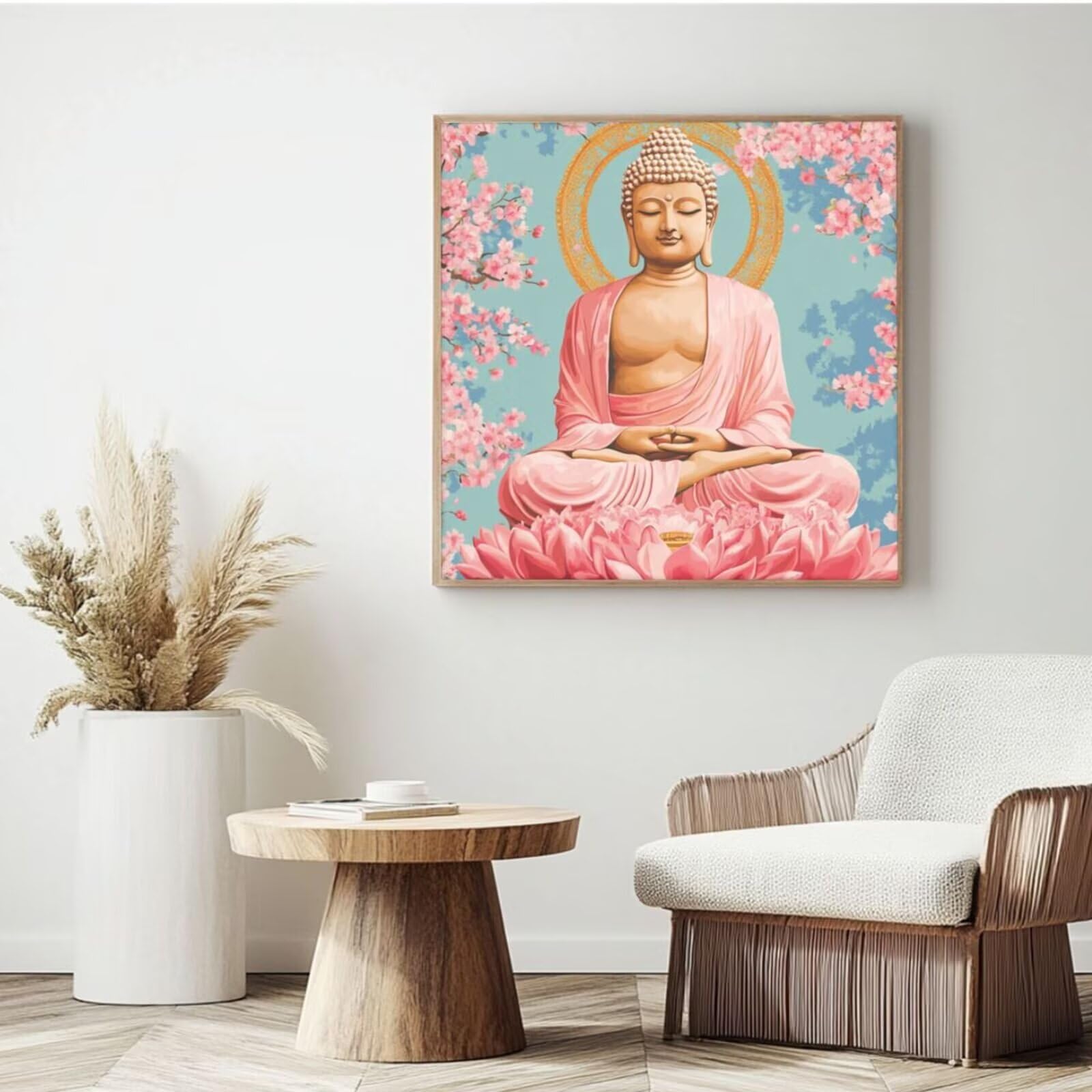 Malen nach Zahlen MK416 Malen-nach-Zahlen-Set für Erwachsene, Motiv: Buddha, Malen nach Zahlen für Anfänger, Acryl, Ölgemälde zum Selbermachen, Kunsthandwerk für Wanddekoration – (65 x 65 cm,