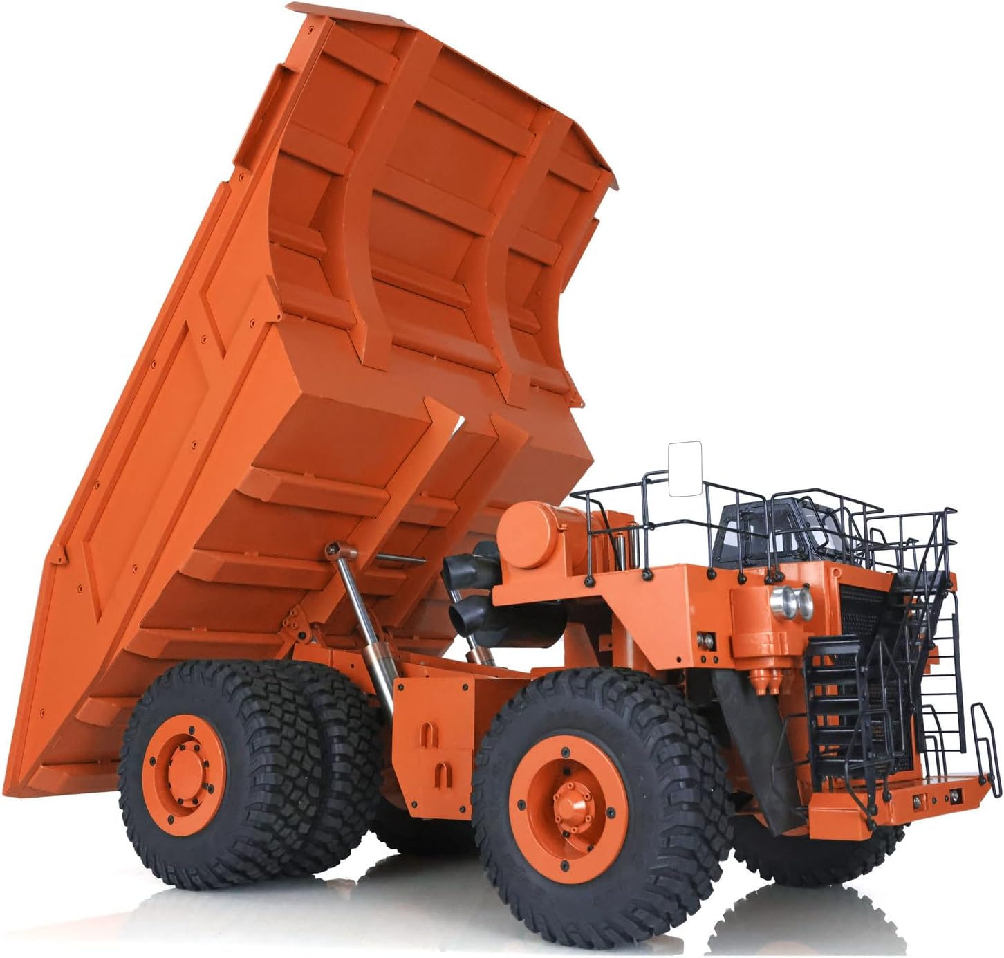 1/20 RC Metal Hydraulic Mine Truck 793D Dumper Model Car I6X Radio Lights Car Hobby for Adult(Orange)