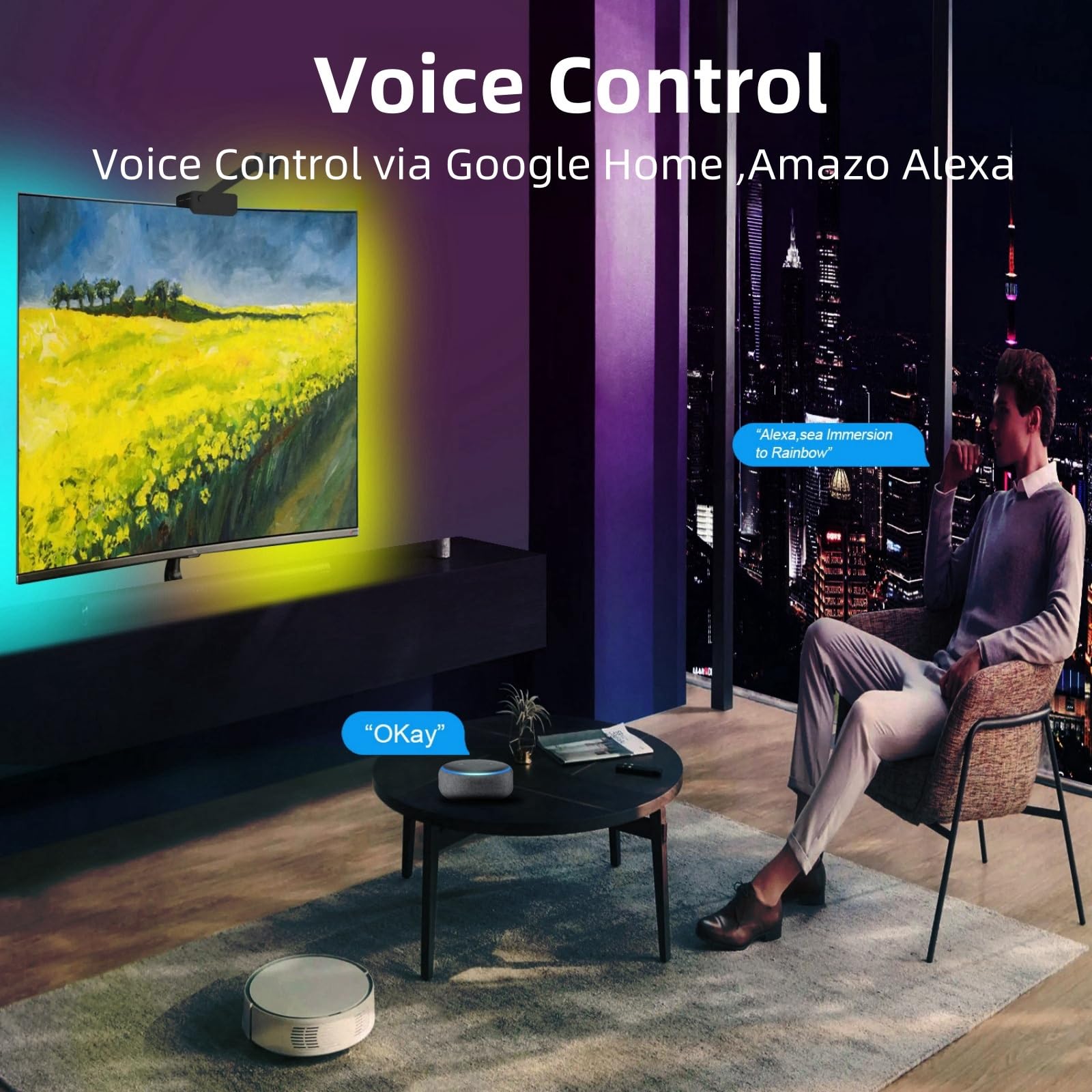 Retroilluminazione TV Sincronizzata con Lo Schermo Graffiti App TV Screen Colour Picker Luci LED TV Che Si Sincronizzano con La TV RGB Full Color LED Sfondo TV Smart SYNC Strip Light