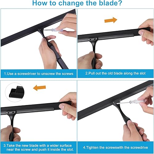 Miniatura 8 de Quntis - Escobilla de ducha para puertas de cristal, limpiaparabrisas de 10 pulgadas con mango antideslizante, cuchilla de repuesto y gancho para