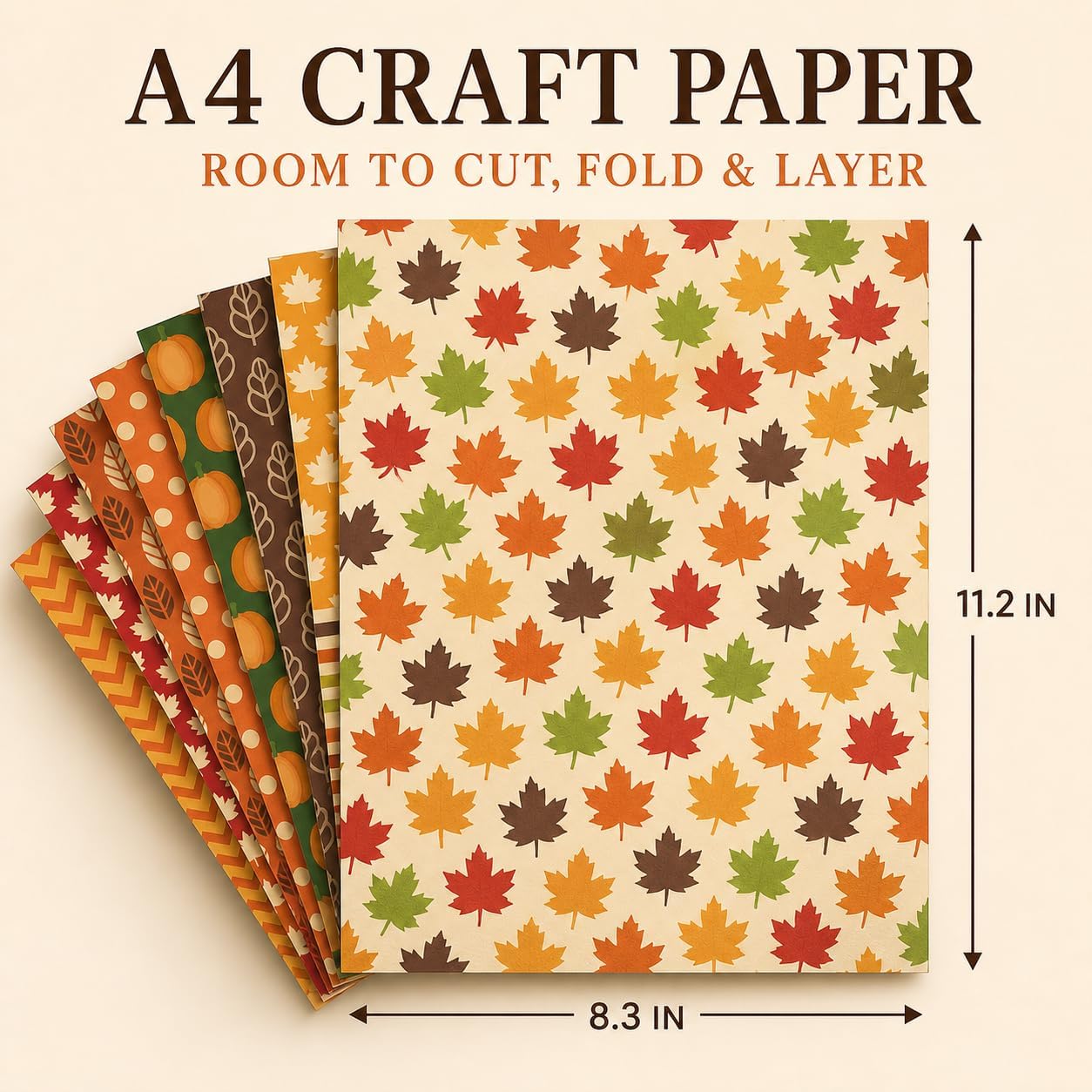 60-Sheet Fall Scrapbook Paper, 20 Double-Sided A4 Designs