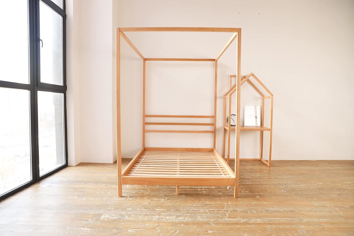 BUSY WOOD Montessori Toddler Bed with Legs - Teenage Bedframe - Scandinavian Bed - Toddler Bed Frame - Twin Bed for Kids - Full Size Bed Frame - Montessori Bed - Queen Bed for Toddlers (Model 8)