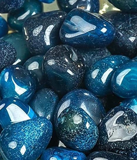 OhhSome [1KG] Blue Super Polished Small Shiny Smooth Stones Marble Pebbles for Home Fish Tanks Garden Aquarium & Home D?cor