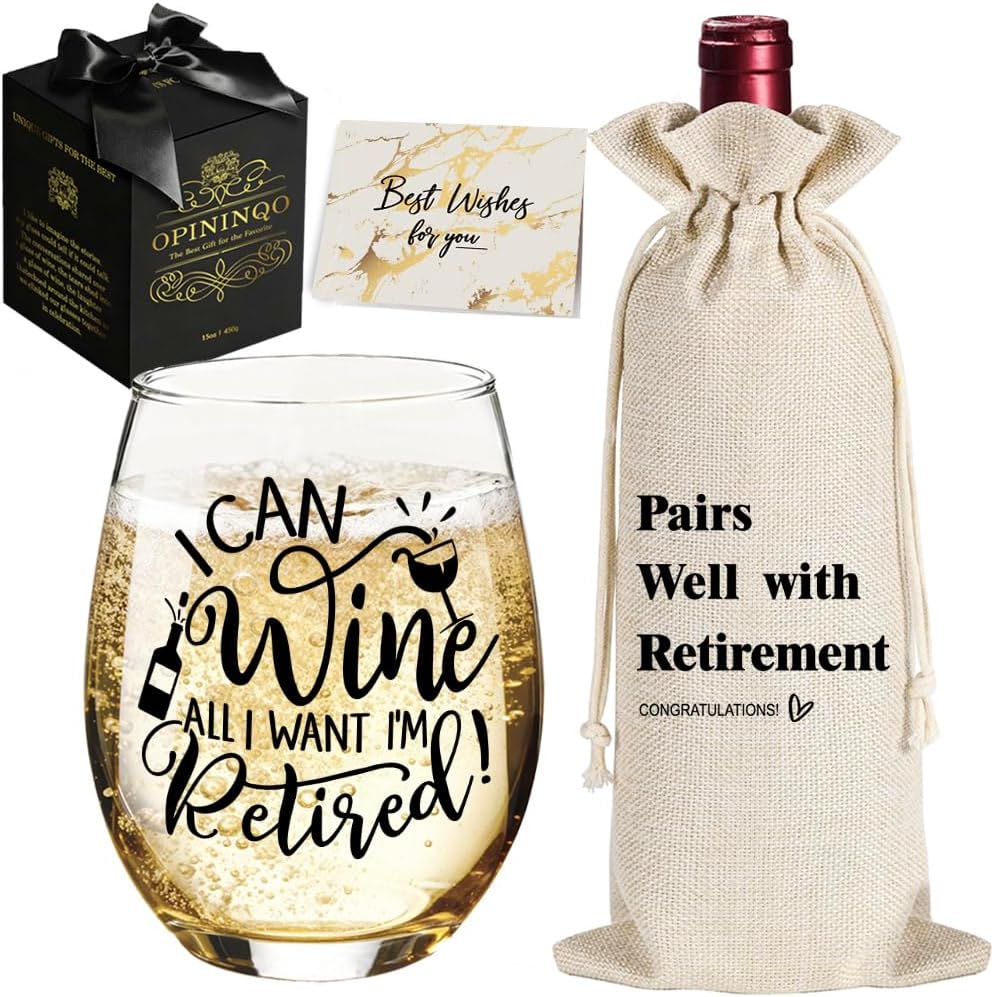 Funny Retirement Gifts for Women Men 2026 - Retirement Wine Glass Funny Birthday Gifts for Retired Friends Teacher Coworkers Boss Nurses Friends, Coworkers Farewell Leaving Going Away Gift