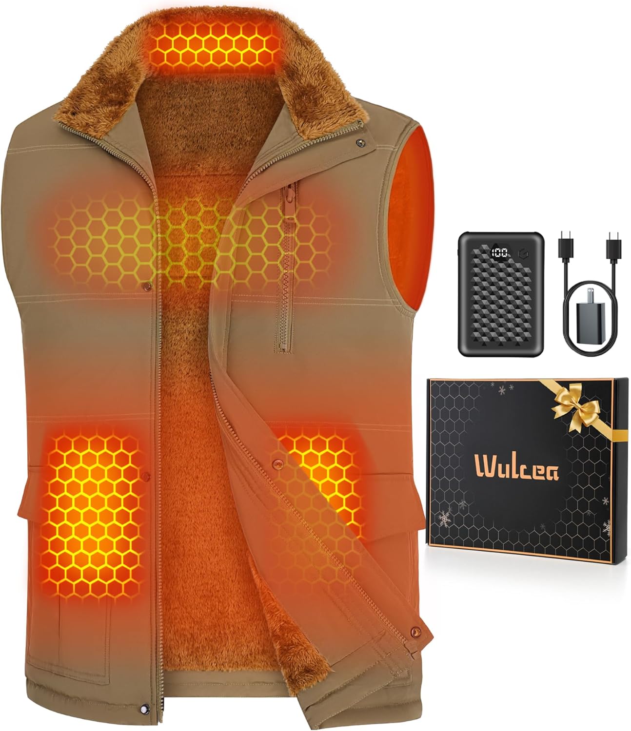 Wulcea Graphene Heated Vest Fleece For Men 7.4V Fast Charge Large Capacity Battery