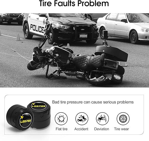 Miniatura 4 de leepee Sistema de monitoreo de presión de neumáticos de motocicleta, alarma de presión y temperatura de neumáticos, TPMS inalámbrico para