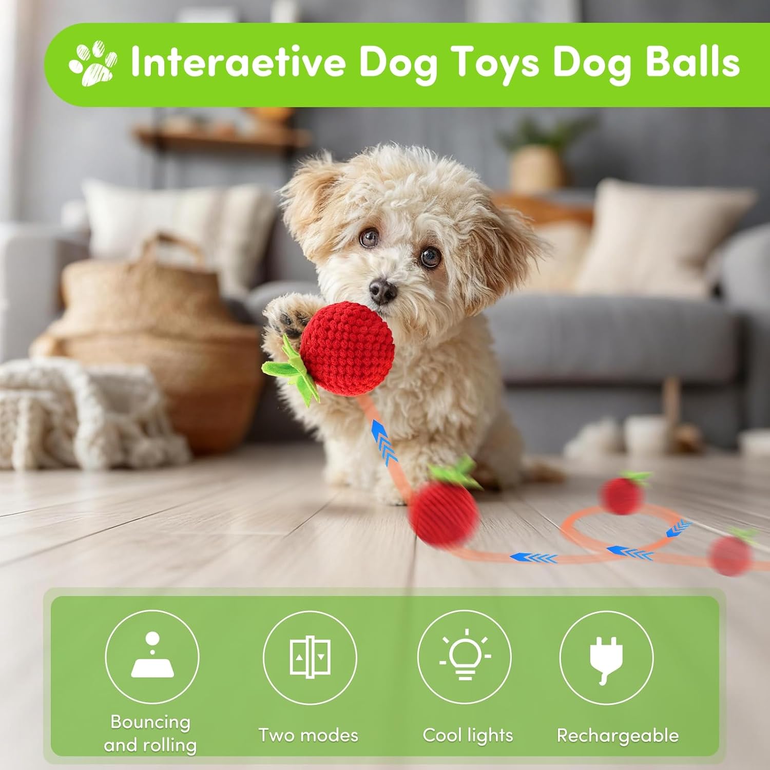 2 PCS Interactive Dog Ball, Automatic Rolling & Bouncing Pet Toy with 3 Durable Outer Covers Yellow Orange, Smart Dog Toy for Small Medium Puppies, Not Suitable for Large Dogs (Blue & Orange Balls) image 3