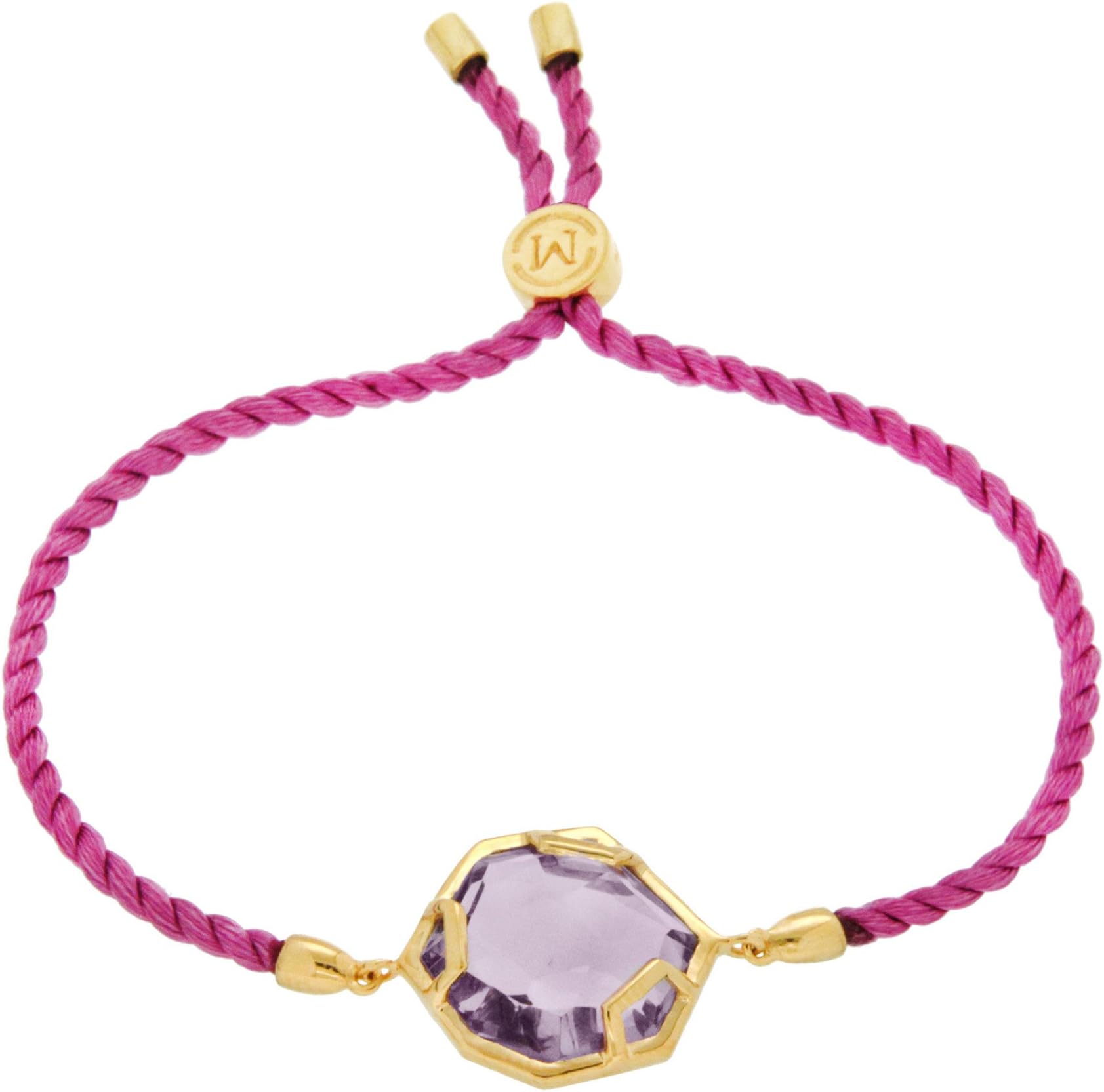 Missoma 18ct Gold Plated Astra Pink Rope Bracelet with Hydro Amethyst