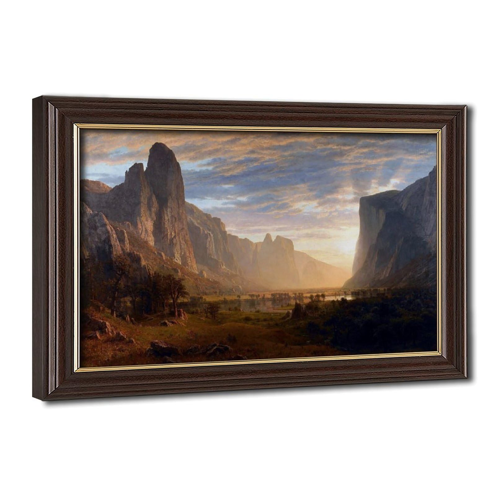 WCYB Stretched Canvas Looking Down Yosemite Valley by Albert Bierstadt Landscape Prints Posters Canvas Deco Paintings Wall Art For Office Hangable Frame 16