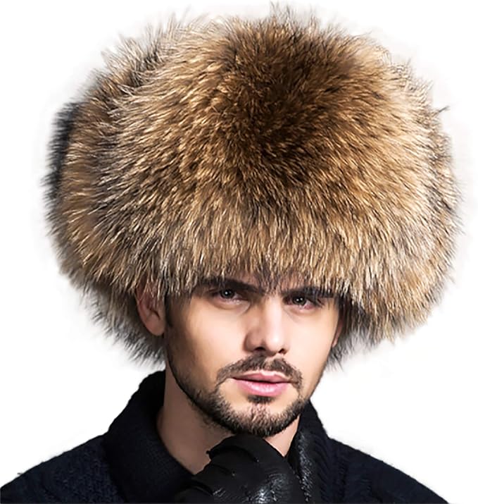 Amazon Tbrand フォックスファーハット メンズ ファッション ラグジュアリー 冬 暖かい ロシアンスキーハット ブラウン One Size ニット 通販