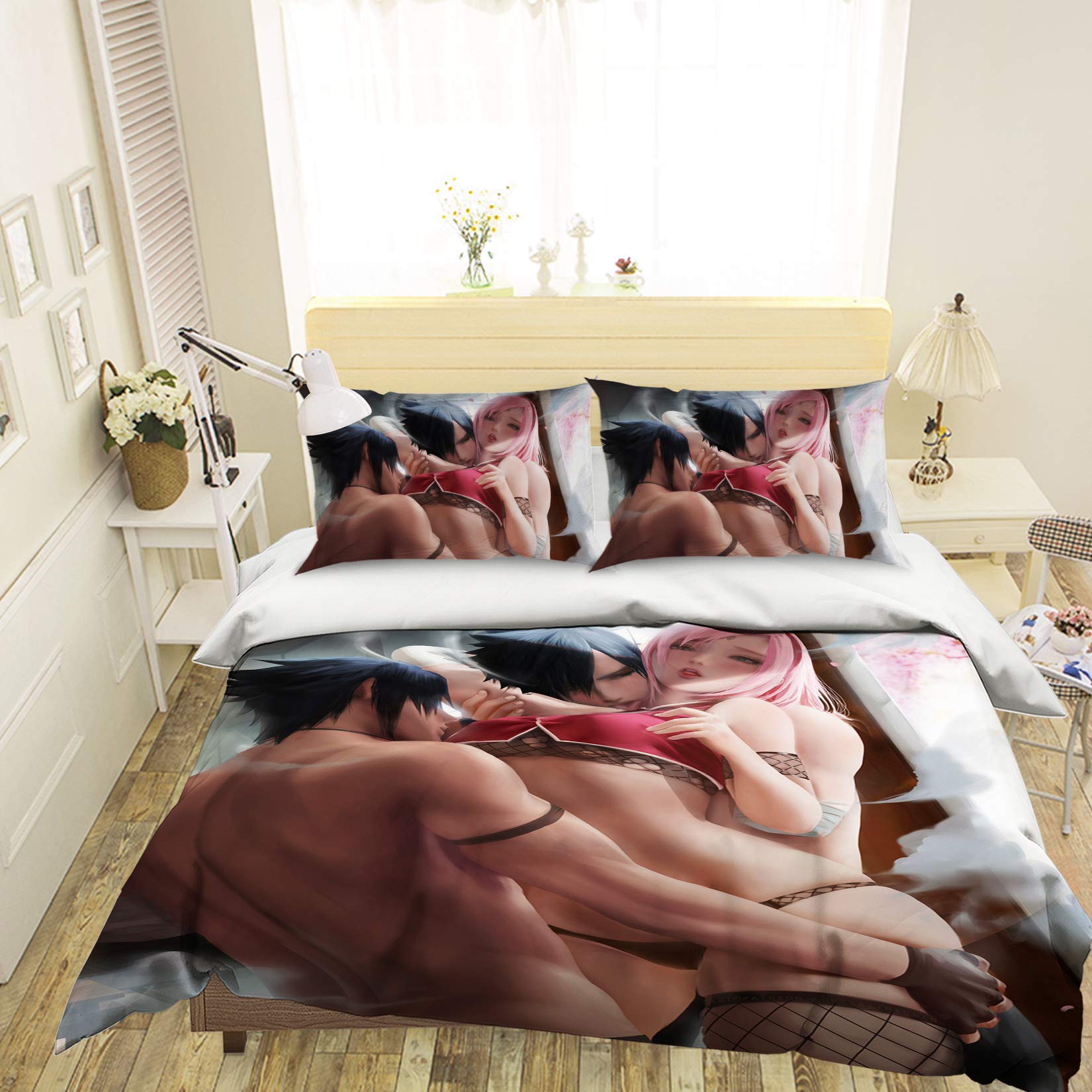 AJ WALLPAPER 3D Naruto 331 Japan Anime Game Summer Bedding Pillowcases Quilt Duvet Cover Set Single Queen King | 3D yuanhua UK Acmy (Single size：135 * 200cm(±4cm))