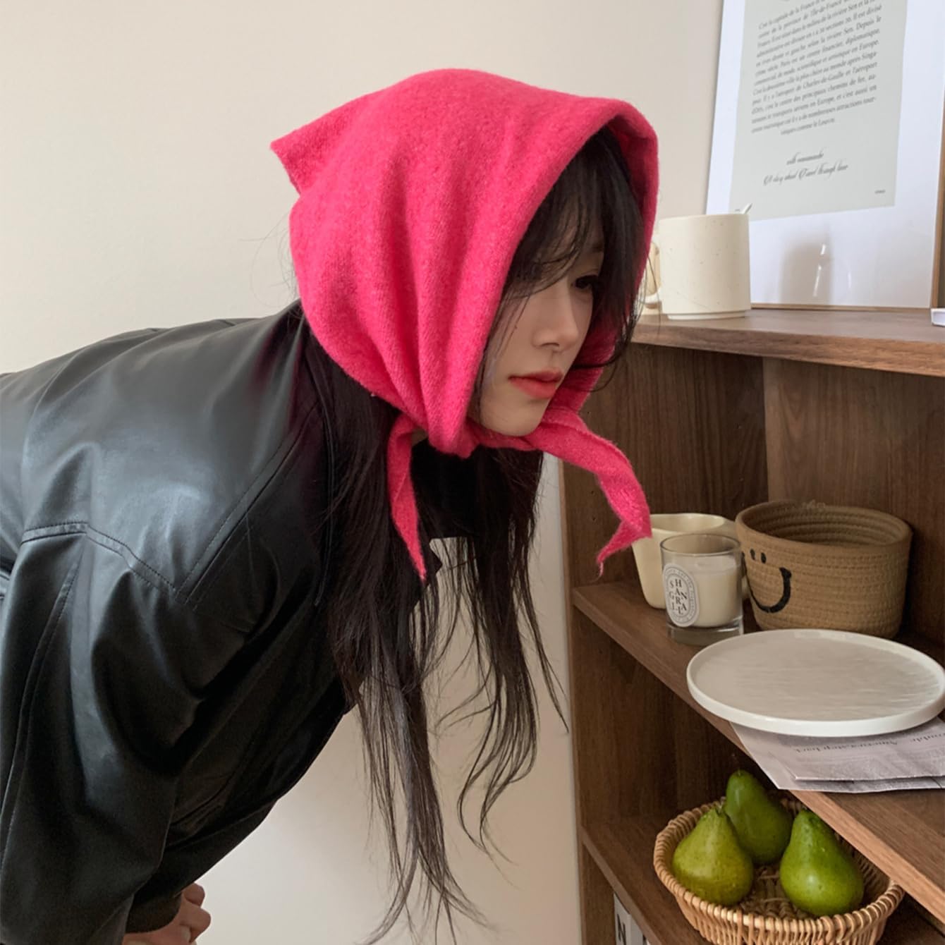 Knit Triangle Scarf for Women Knitted Head Scarf Y2k Bandana Fisherman Downtown Girl Aesthetic Accessories - Image 3