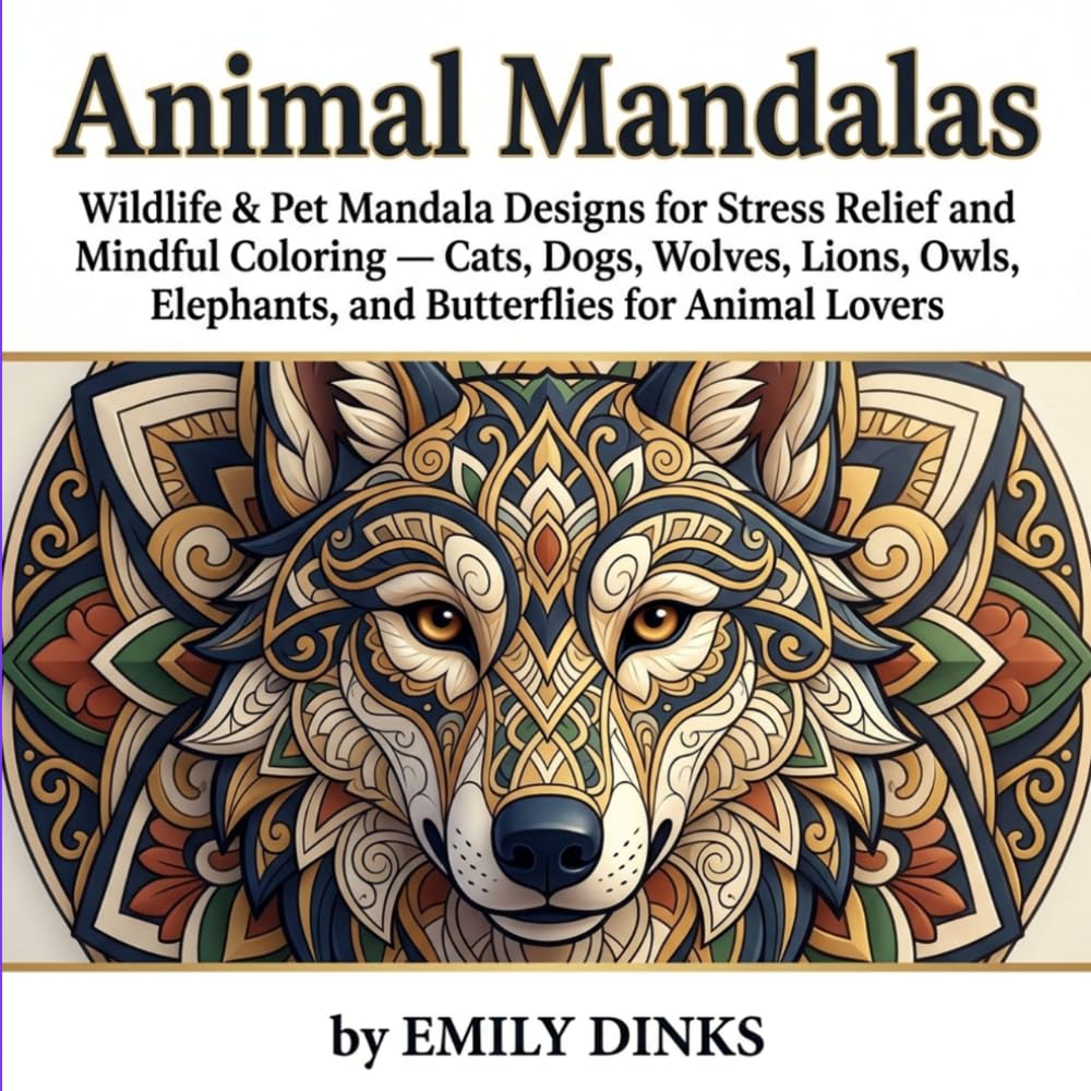 Animal Mandalas: Wildlife & Pet Mandala Designs for Stress Relief and Mindful Coloring — Cats, Dogs, Wolves, Lions, Owls, Elephants, and Butterflies for Animal Lovers (MANDALA COLORING BOOKS)