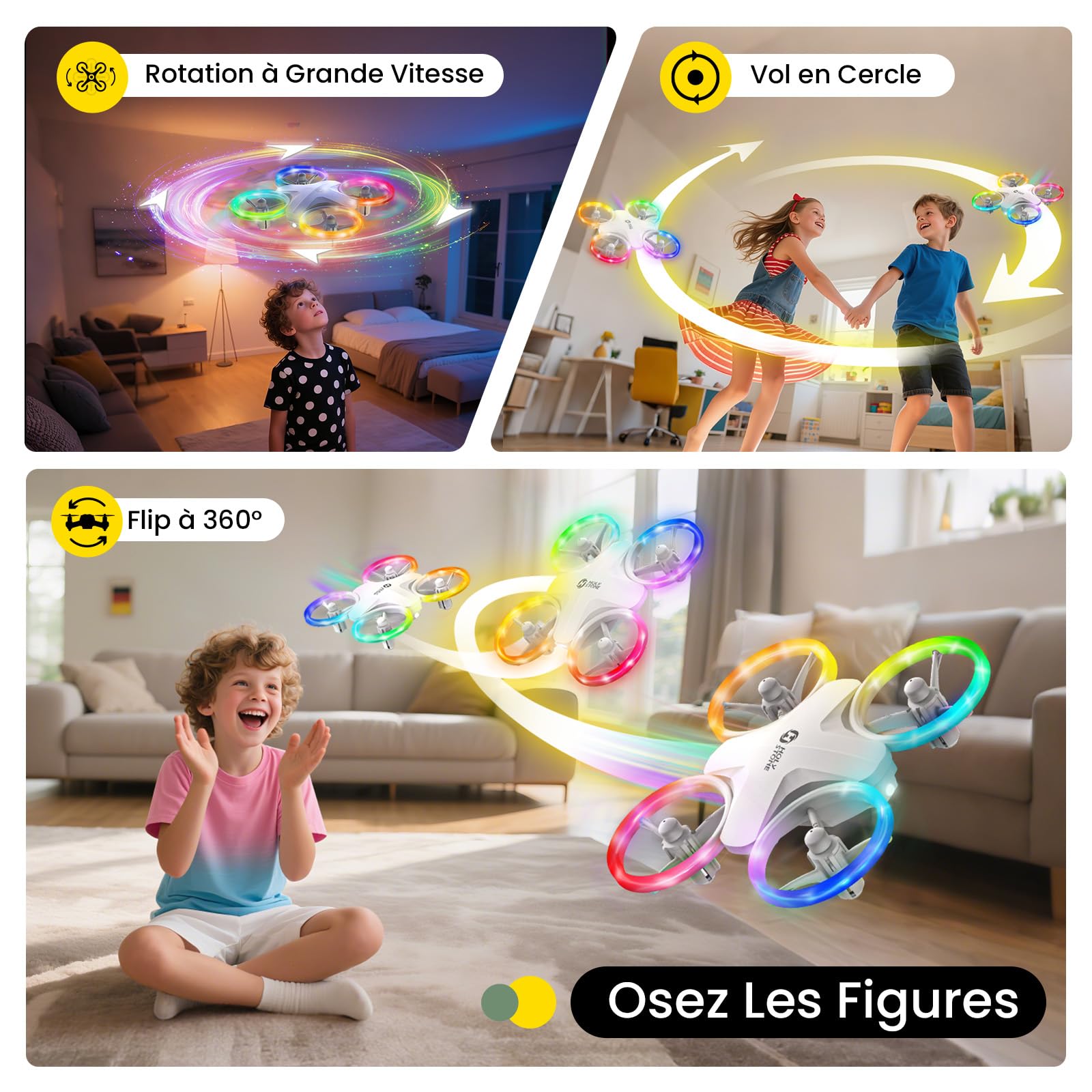 Holy Stone HS180 Mini-Drohne für Kinder mit LED-Lichtern, kleiner RC Quadrocopter mit 3 Batterien, 21 Minuten Flugzeit, 360°-Flips, einfach zu steuern, Geburtstagsgeschenk für Jungen und Mädchen, 6-12