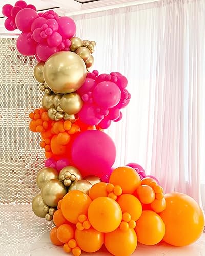 Miniatura 6 de Kit de guirnalda de globos, arco naranja quemado, rosa intenso y dorado para decoración de fiesta, cumpleaños, graduación
