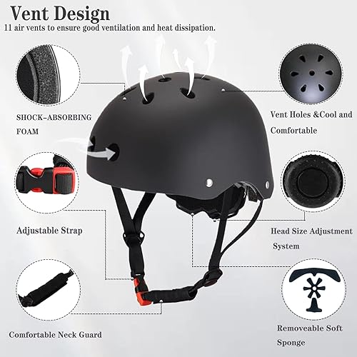 Miniatura 5 de Casco para niños, cascos de patineta para niños pequeños de 2 a 14 años, niños y niñas, con rodilleras y coderas, muñequeras, para patines