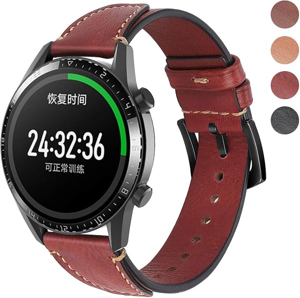 Compatible con Amazfit Bip 6 5/Pace/Cheetah/GTR 4 3 Pro 4 3 2 2E 47mm 22mm Banda de cuero suave de repuesto, correa de muñeca de cuero con orificios de ventilación para Huawei GT 5 4 3 2 46mm/GT 54 3 2 Pro/2e 46mm/Watch 3/Stratos 3 2 Pace