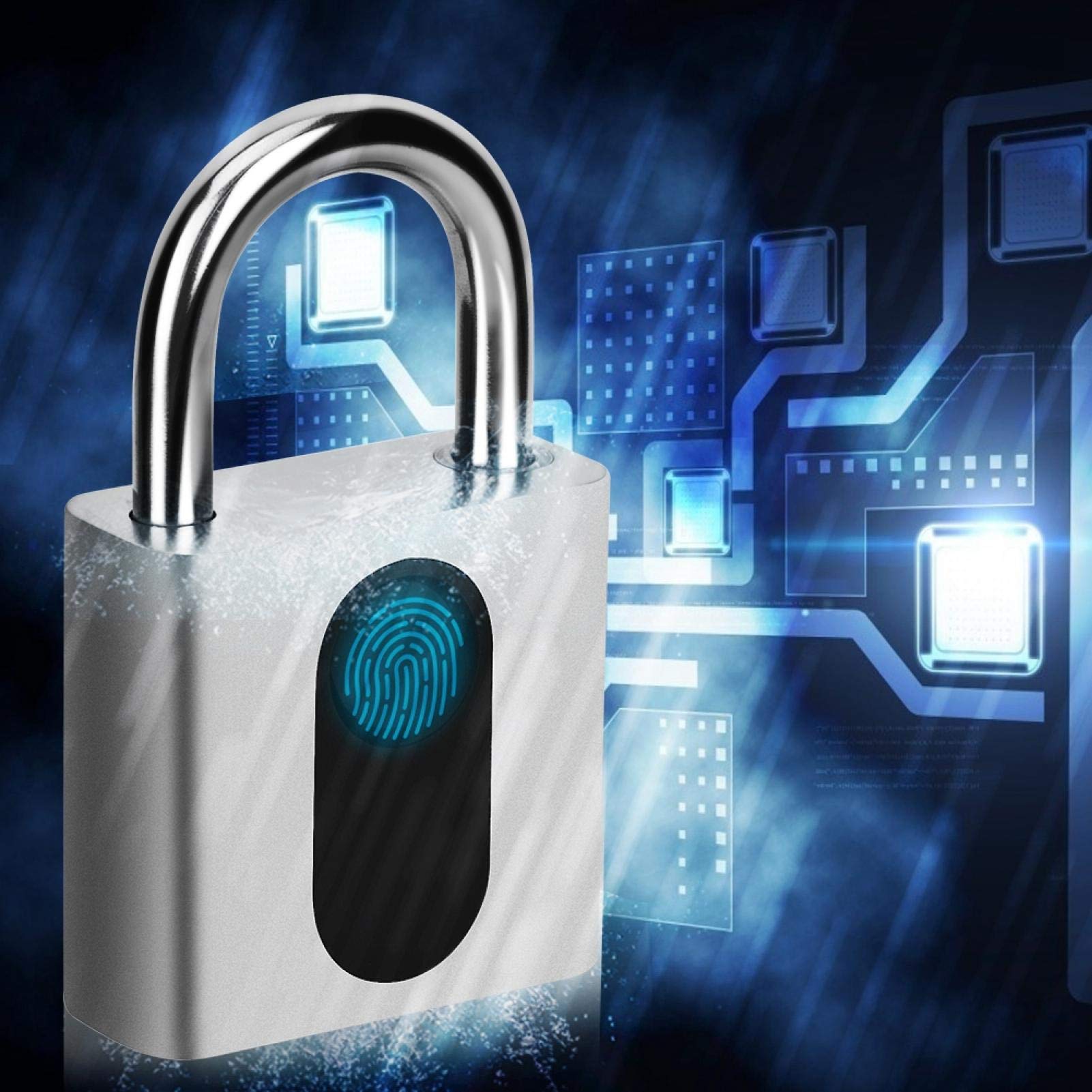 Candado Huella Dactilar Inteligente, Candado Con Huella Dactilar Candado Taquilla Inteligente, USB Recargable Candado De Huellas Dactilare Bloqueo Biométrico Sin Llave Impermeable Para Puerta, Maleta