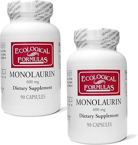 Ecological Formulas Monolaurina de 600 mg - Dos botellas selladas individualmente 180 unidades