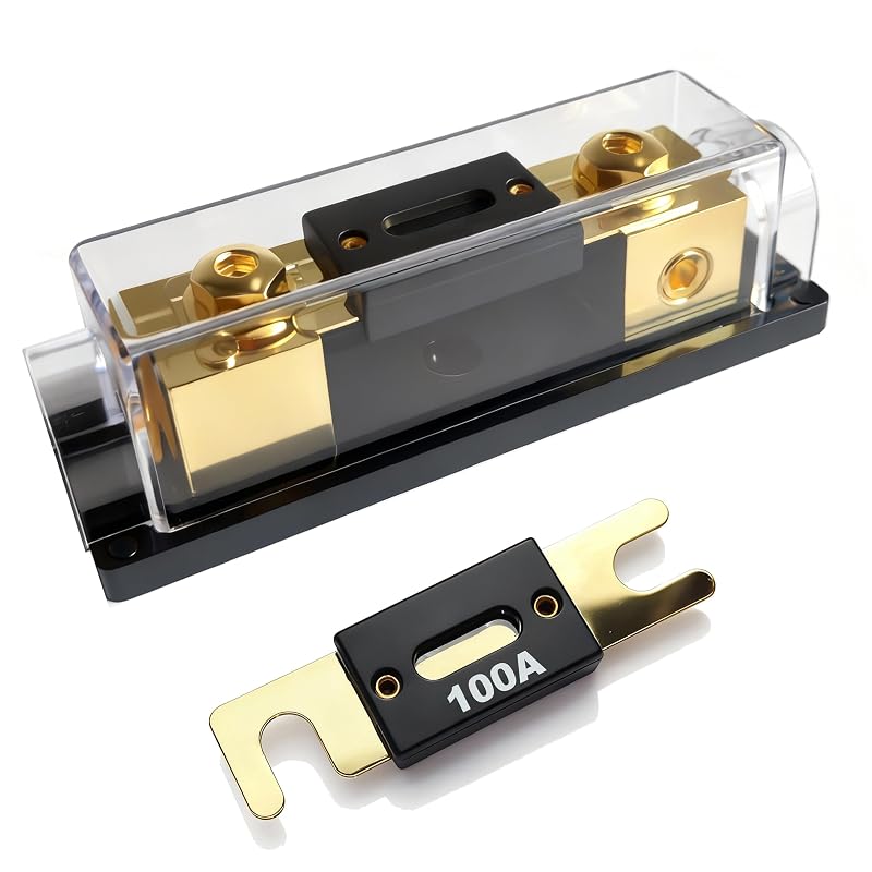 Suporte de fusível ANL em linha Tiwerlfe para cabos 0/2/4 AWG com fusíveis de 100 A – Kit com 2