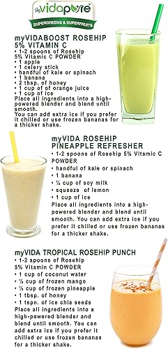 Miniatura 7 de MYVIDAPURE Polvo de rosa mosqueta con vitamina C pura y cruda superalimento, 4.23 onzas, 4.23 oz para batidos, bebidas, yogures, postres,