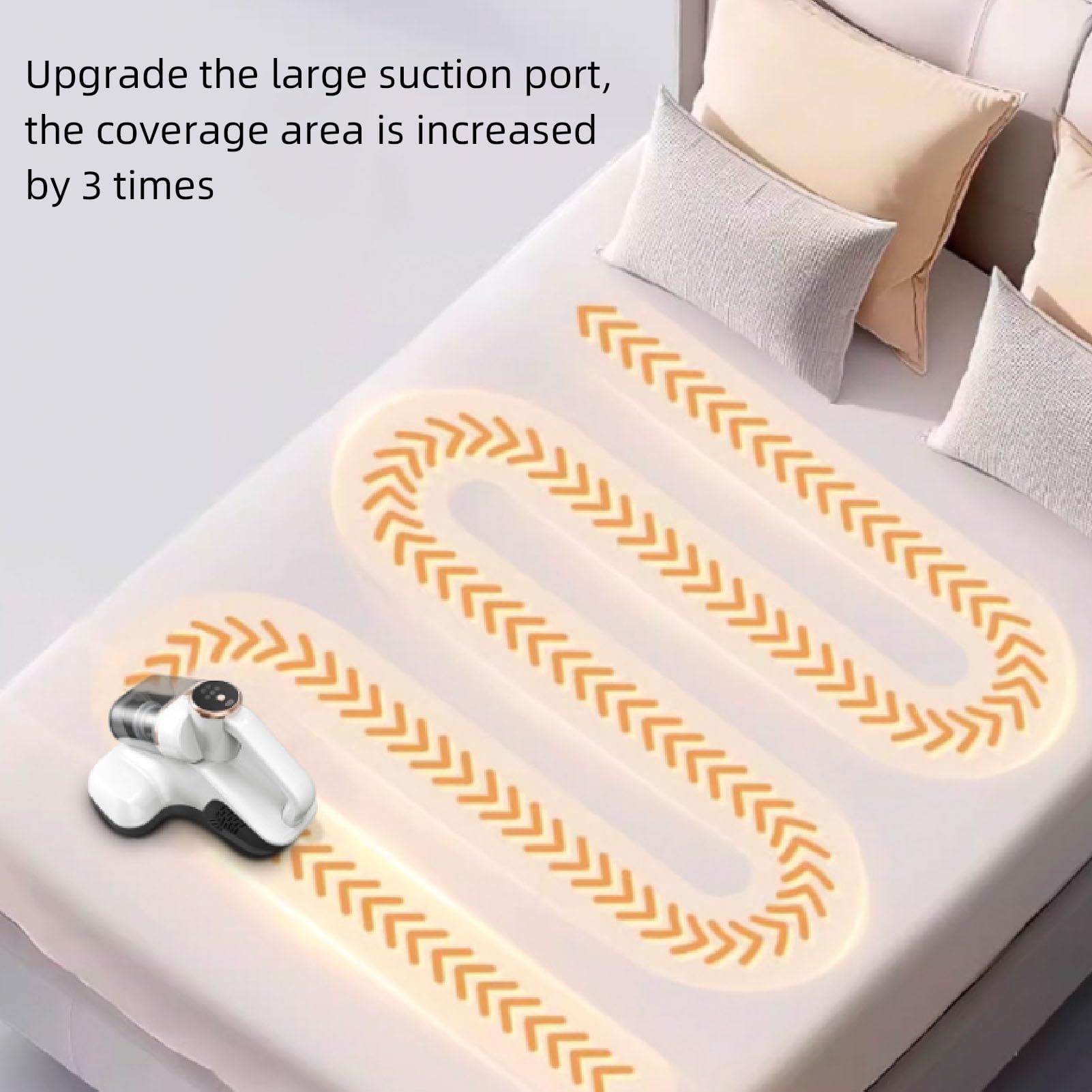Aspiradora De Cama Con Succión De 10000 Pa, Limpiador De Almohadas De Mano, Limpieza Profunda De 253,7 Nm, Depósito De Polvo De 400 Ml, Filtración Fina, Succión Amplia, Pantalla Led En El Puerto