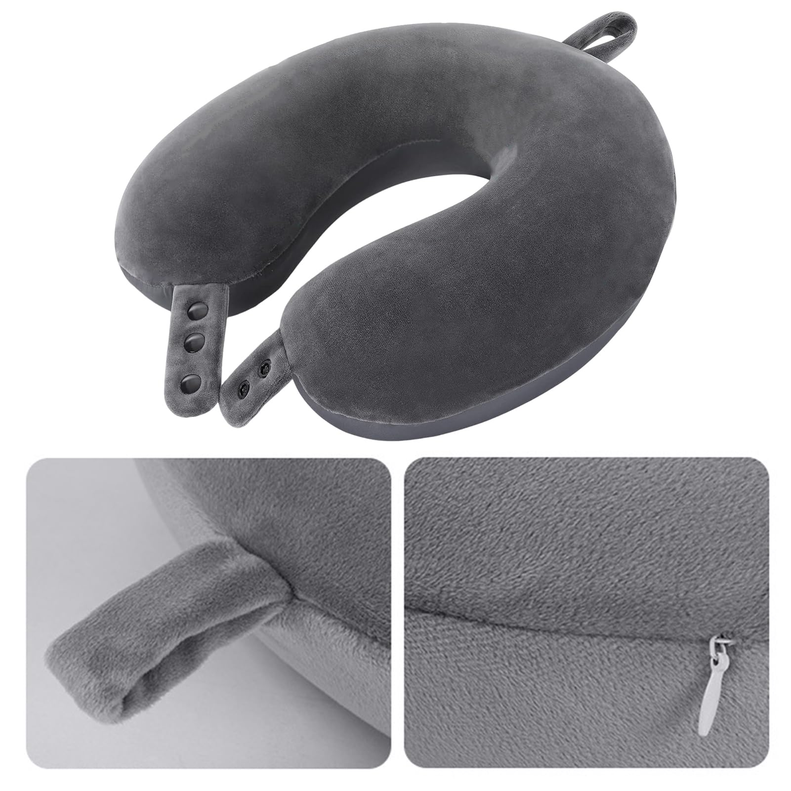Oreiller De Voyage Mémoire De Forme - Gris Foncé, Pour Voiture Et Avion (neuf)