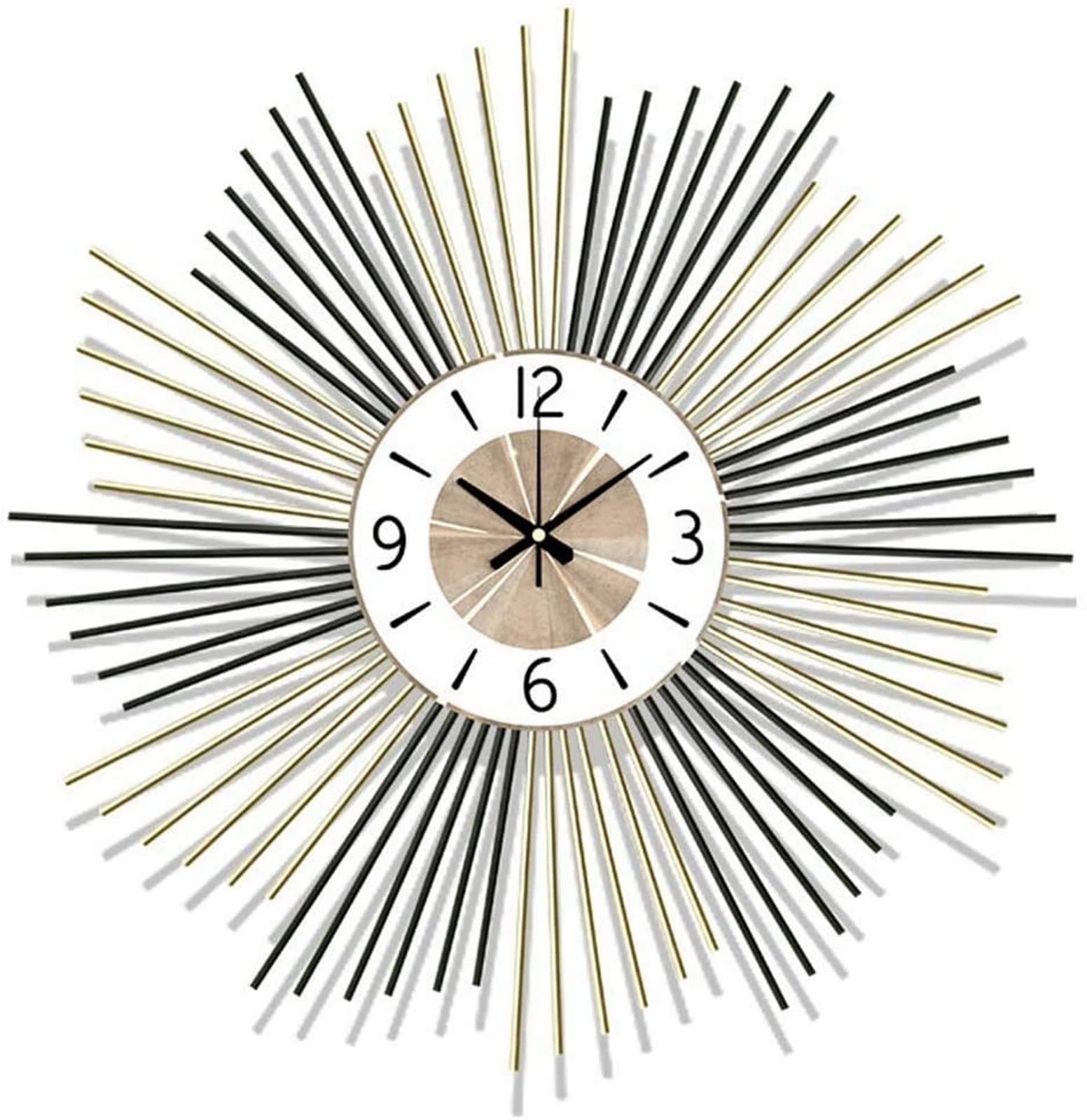 Horloge murale grande décoration de luxe en métal noir et or style créatif chic
