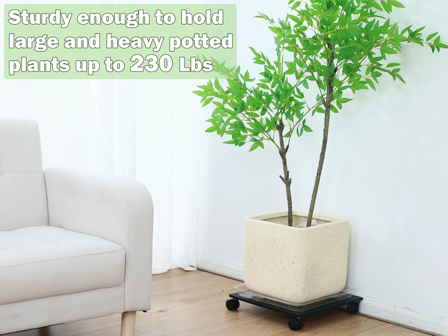 3 Packs 12" Metal Square Plant Caddy with Wheels Large Iron Rolling Plant Stand with Casters Heavy-Duty Plant Dolly Coaster Plant Pot Mover Roller Base for Indoor Outdoor, Black