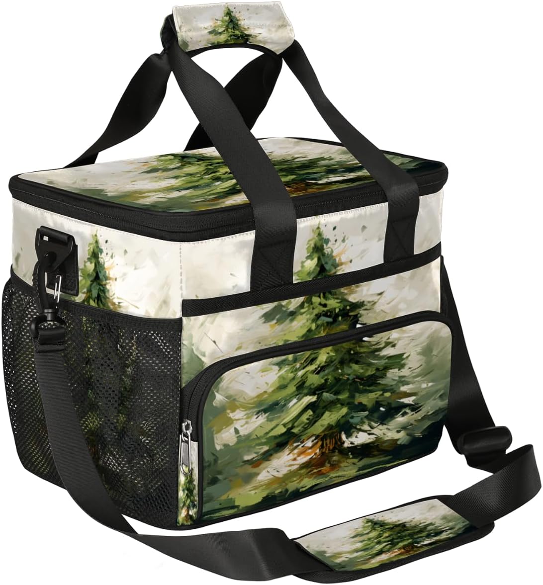 Insulated Picnic Backpack Lunch Box for Women Men Picnic Basket Tote Lunch Bag Picnic Bag Portable Lunch Bags for Picnic, Beach, Work, Trip,Office, Camp Abstract Christmas Tree