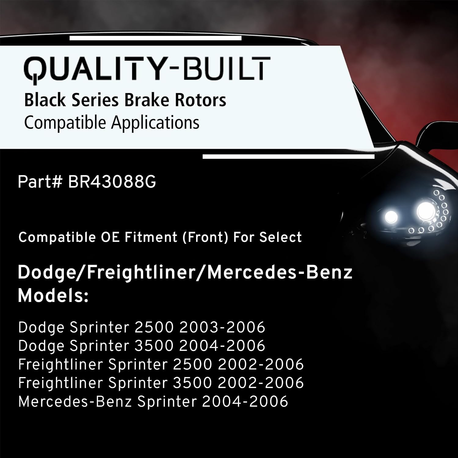 QUALITY-BUILT Front Brake Rotor, Black Series BR43088G, Compatible with 2002-2006 Dodge/Freightliner/Mercedes-Benz (Sprinter,Sprinter 2500,Sprinter 3500)