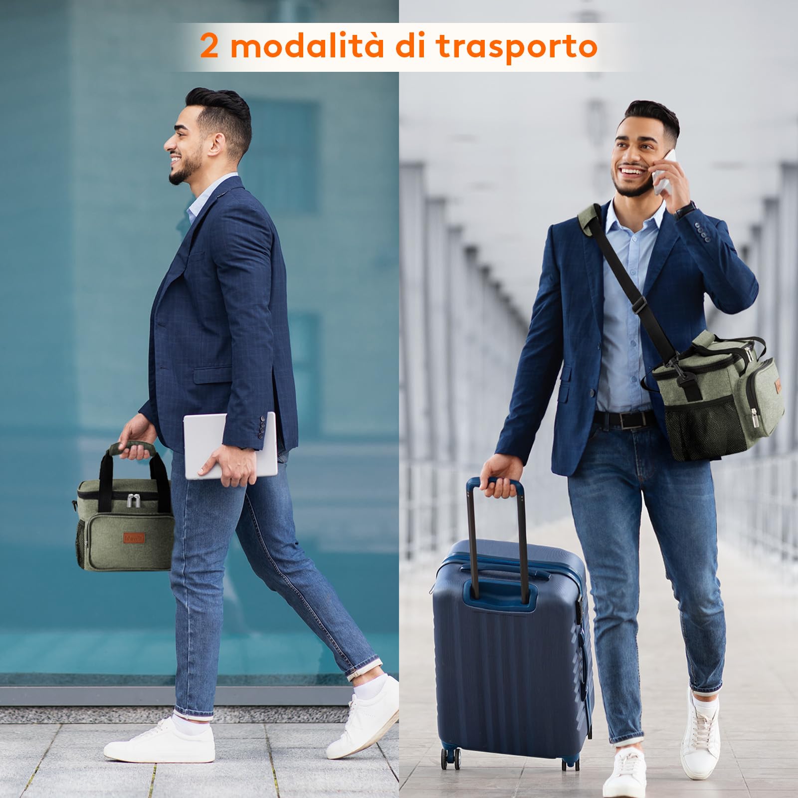Lifewit Borsa Termica Porta Pranzo 8.5L(12 Lattine), Piccola Borse Frigo Pranzo Ufficio per Uomo e Donna, Lunch Bag per Lavoro, Mare, Viaggio, Spiaggia, Verde Scuro