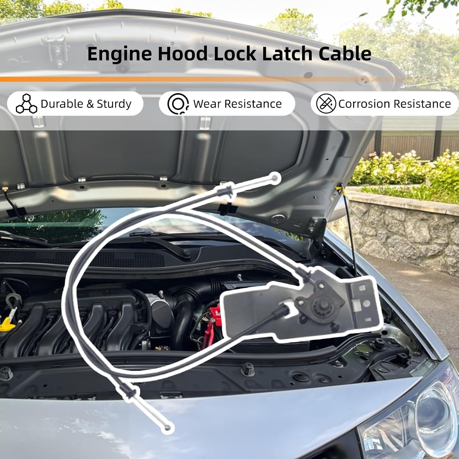Fit for Audi A4/A4 Quattro Engine Hood Lock Latch Cable 8W0823529E