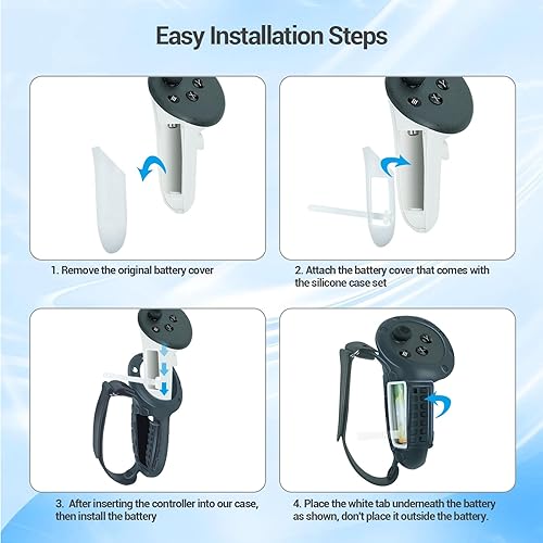 Miniatura 4 de Funda de agarre para controlador de realidad virtual mejorada compatible con accesorios OculusMeta Quest 3, con cubierta de apertura de batería y