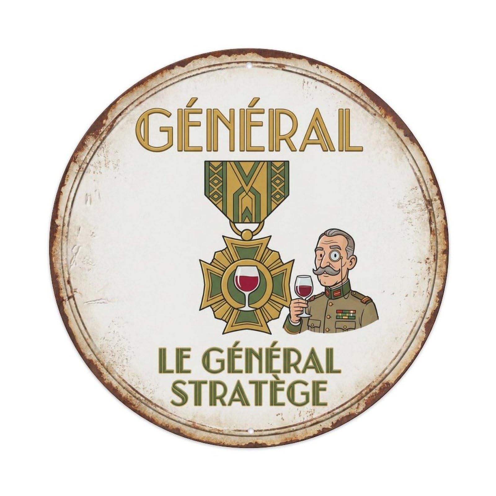 General Humorous Gathering General Metal Tin Sign Plaque Wall Decor for Cafe, Club Bar, Office, Home Garden Round Metal Poster 8x8Inch