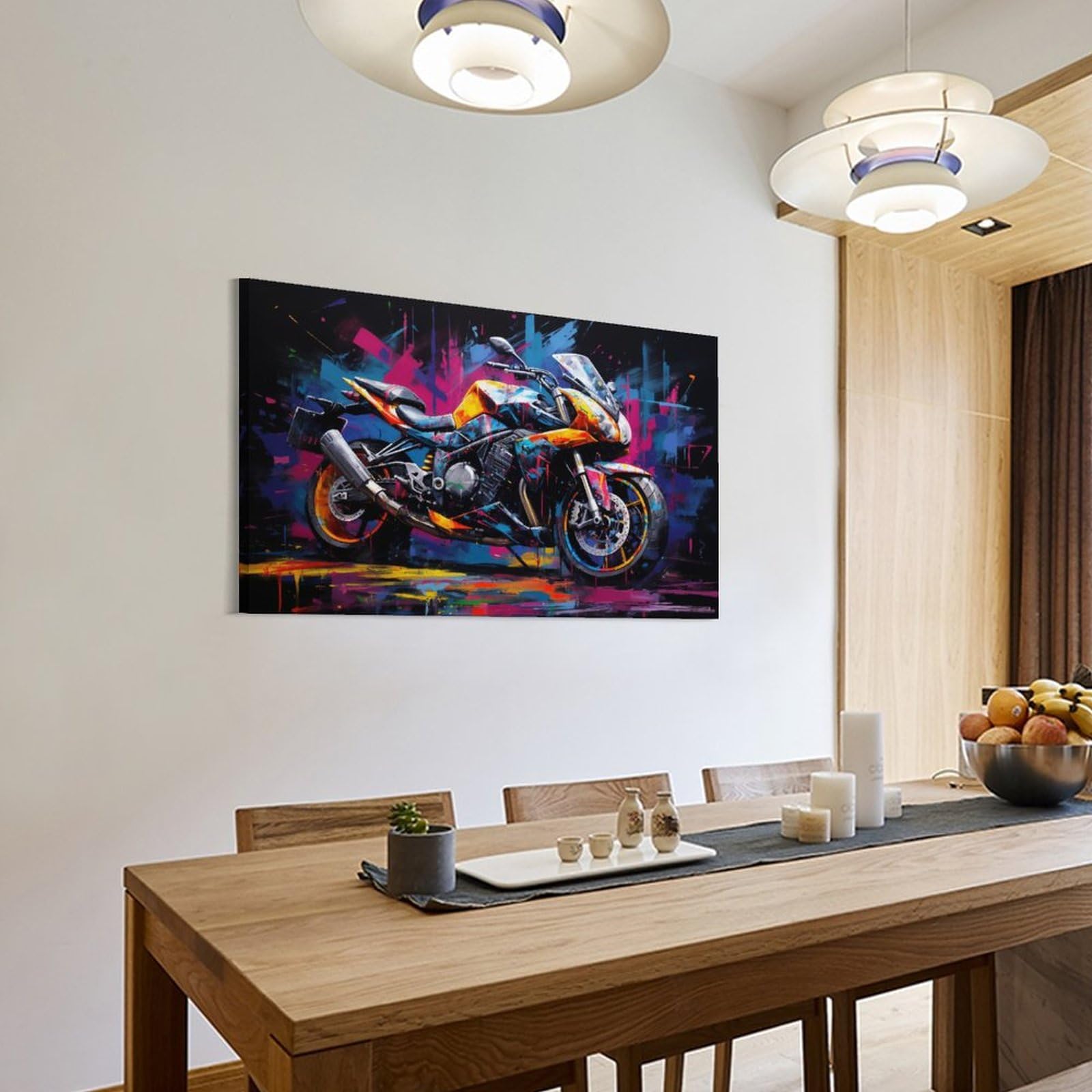 FOCCAR Hermosos carteles de lona impresos de motocicleta, retro, genial, magnífico, decoración de pared de motocicleta para salas de estar, dormitorio, arte de pared