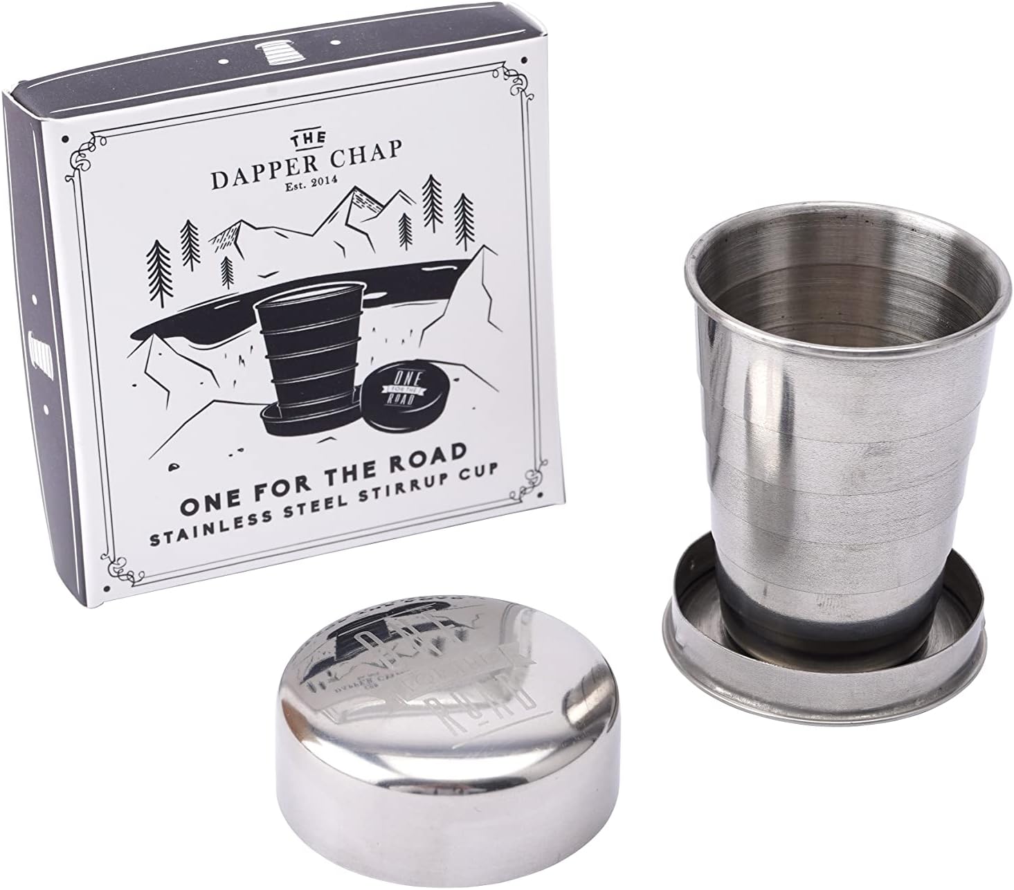 Stainless Steel Stirrup Cup in Gift Box | ‘One for The Road’ Slogan | Drink | Men's | Gift for Him | Dapper Chap Range | GB06596