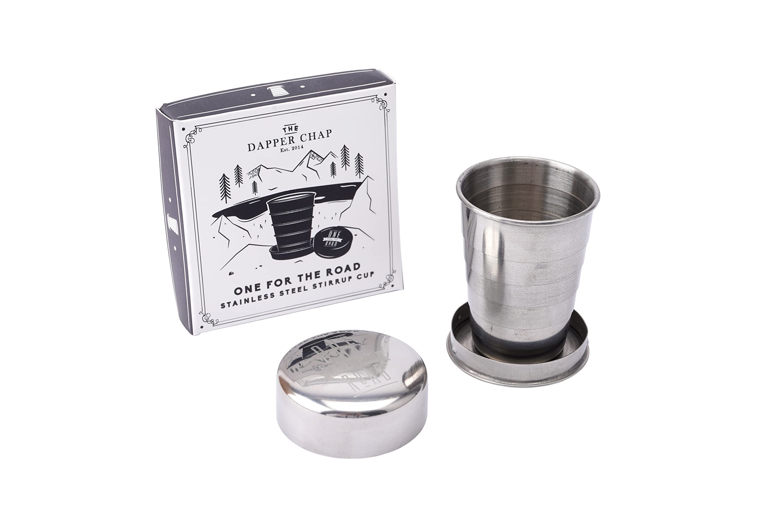 Stainless Steel Stirrup Cup in Gift Box | ‘One for The Road’ Slogan | Drink | Men's | Gift for Him | Dapper Chap Range | GB06596